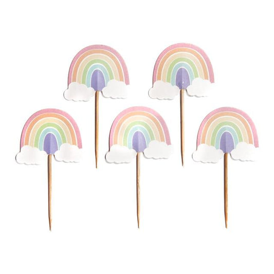 Anniversary House Pastel Rainbow Cupcake Toppers Sugar & Home Baking M&S Title  