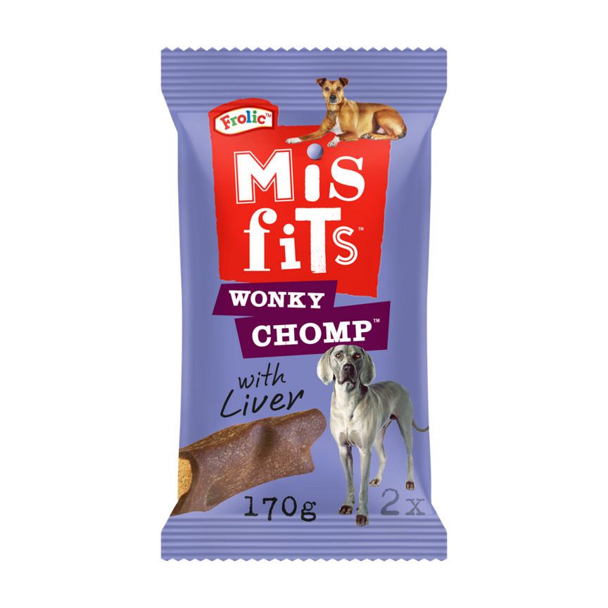 Misfits Wonky Chomp Adult Medium Dog Treats Liver Dog Food & Accessories ASDA   