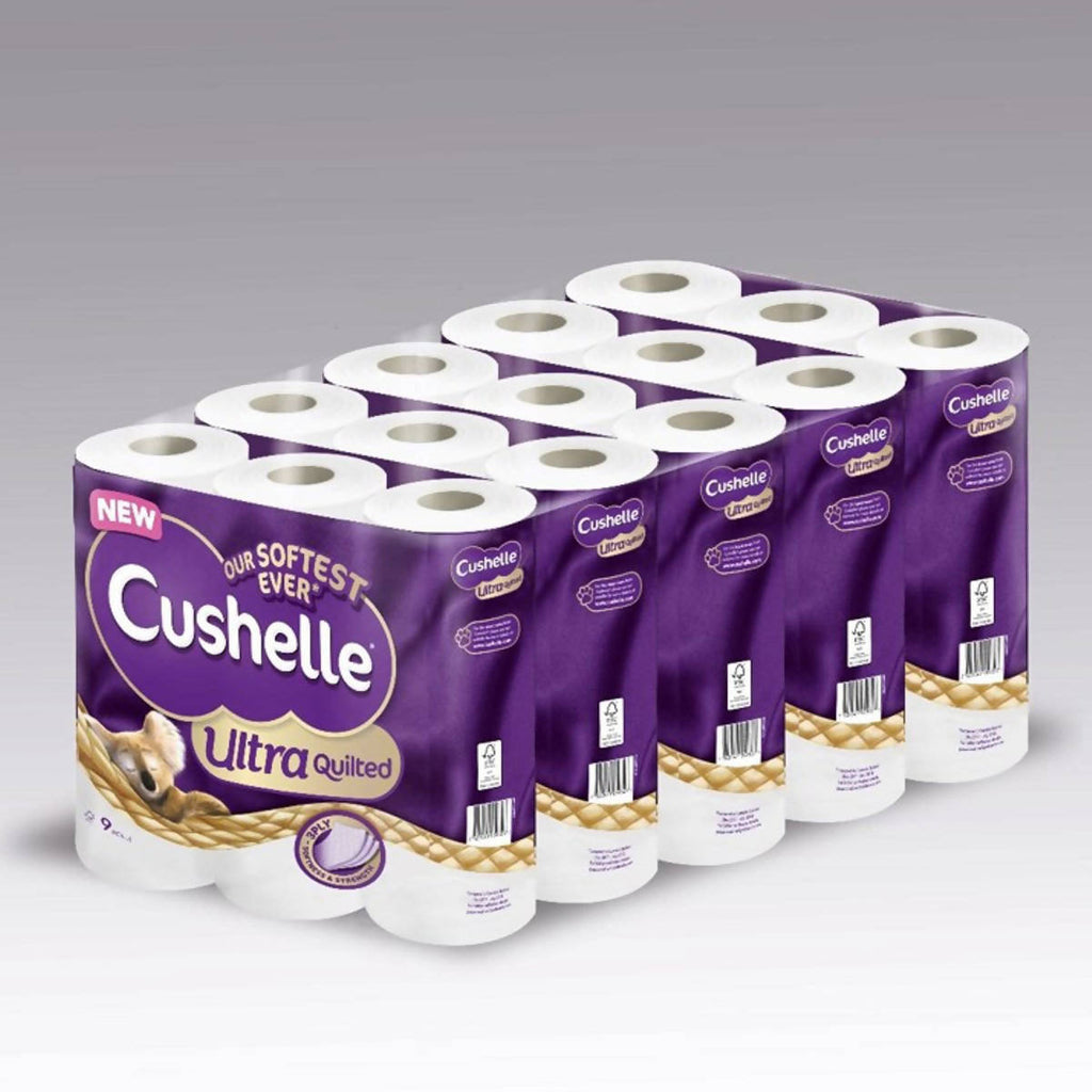 Cushelle Ultra Quilted 3-Ply Toilet Tissue, 45 Rolls