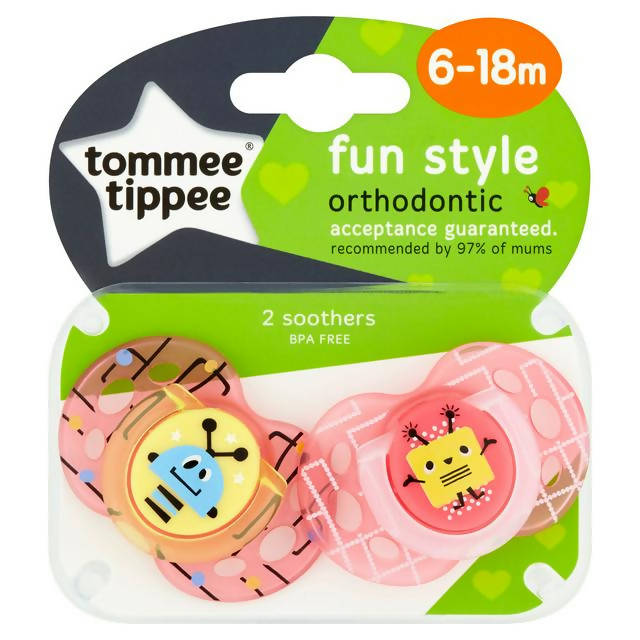 Tommee Tippee Closer To Nature Fun Soother, 6-18 Months x2