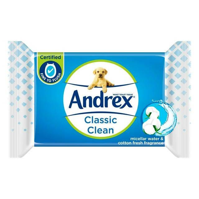 Andrex Classic Clean Washlets Moist Flushable Biodegradable Toilet Tissues Single Pack x40 Sheets