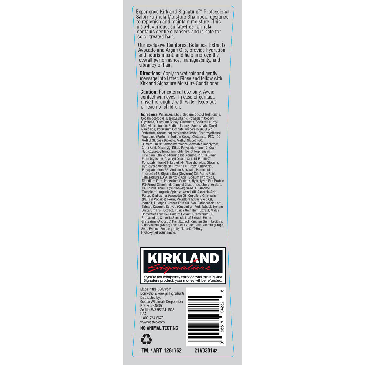 Kirkland Signature Moisture Shampoo, 1L Shampoo & Conditioner Costco UK   