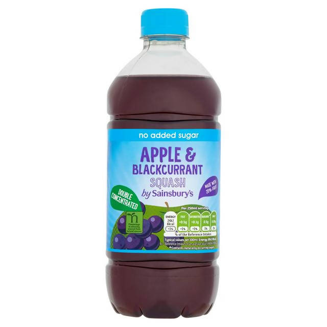 Sainsbury's Double Strength Apple & Blackcurrant Squash, No Added Sugar 750ml