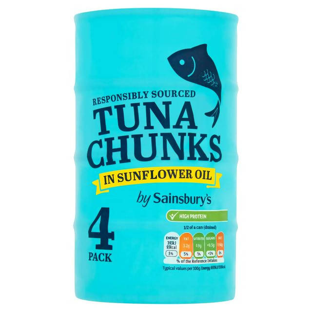 Sainsbury's Tuna in Sunflower Oil 4x160g (4x120*) Fish Sainsburys   