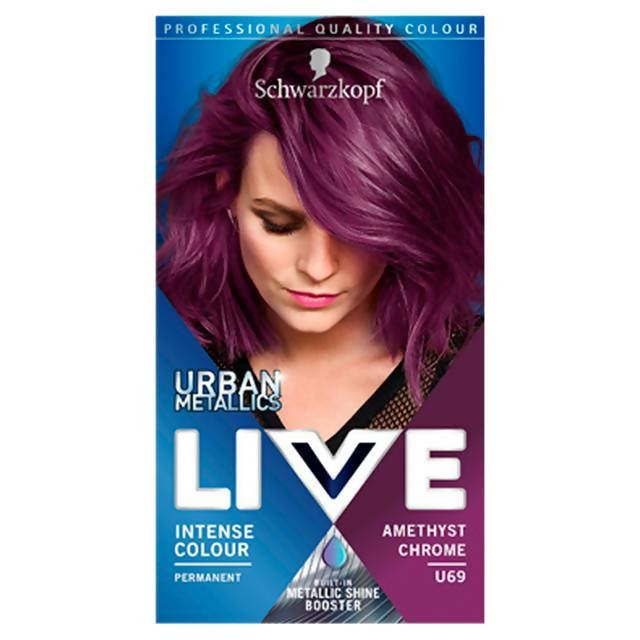 Schwarzkopf Live Intense Colour Urban Metallics Permanent Hair Dye Amethyst Chrome U69 Beauty at home Sainsburys   