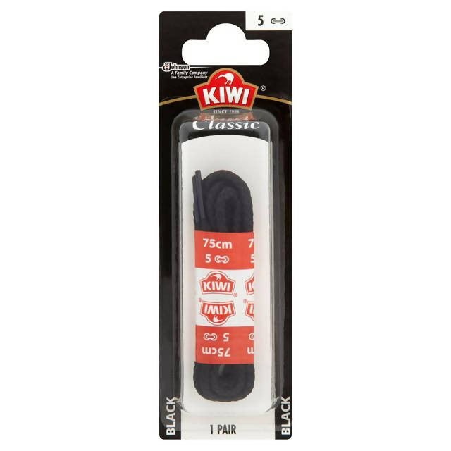 Kiwi Shoe Laces, Black Cord 75cm