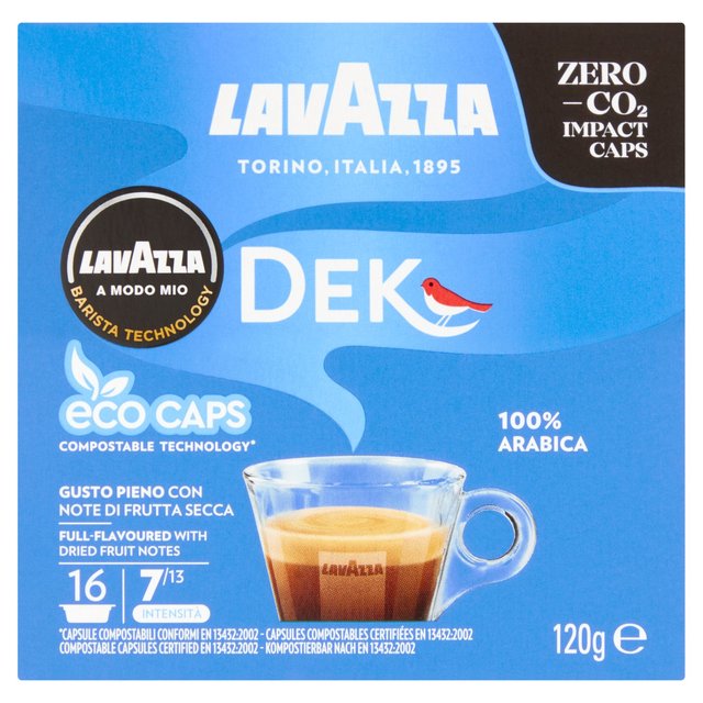 Lavazza A Modo Mio Compostable Dek Cremoso Coffee Capsules