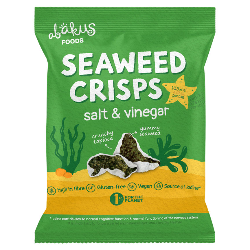 Abakus Foods Seaweed Crisps Salt & Vinegar Vegetarian & Vegan ASDA   