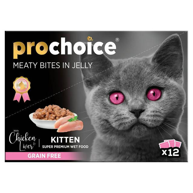 Prochoice Wet Cat Food with Chicken & Liver in Jelly for Kittens 12x85g GOODS Sainsburys   