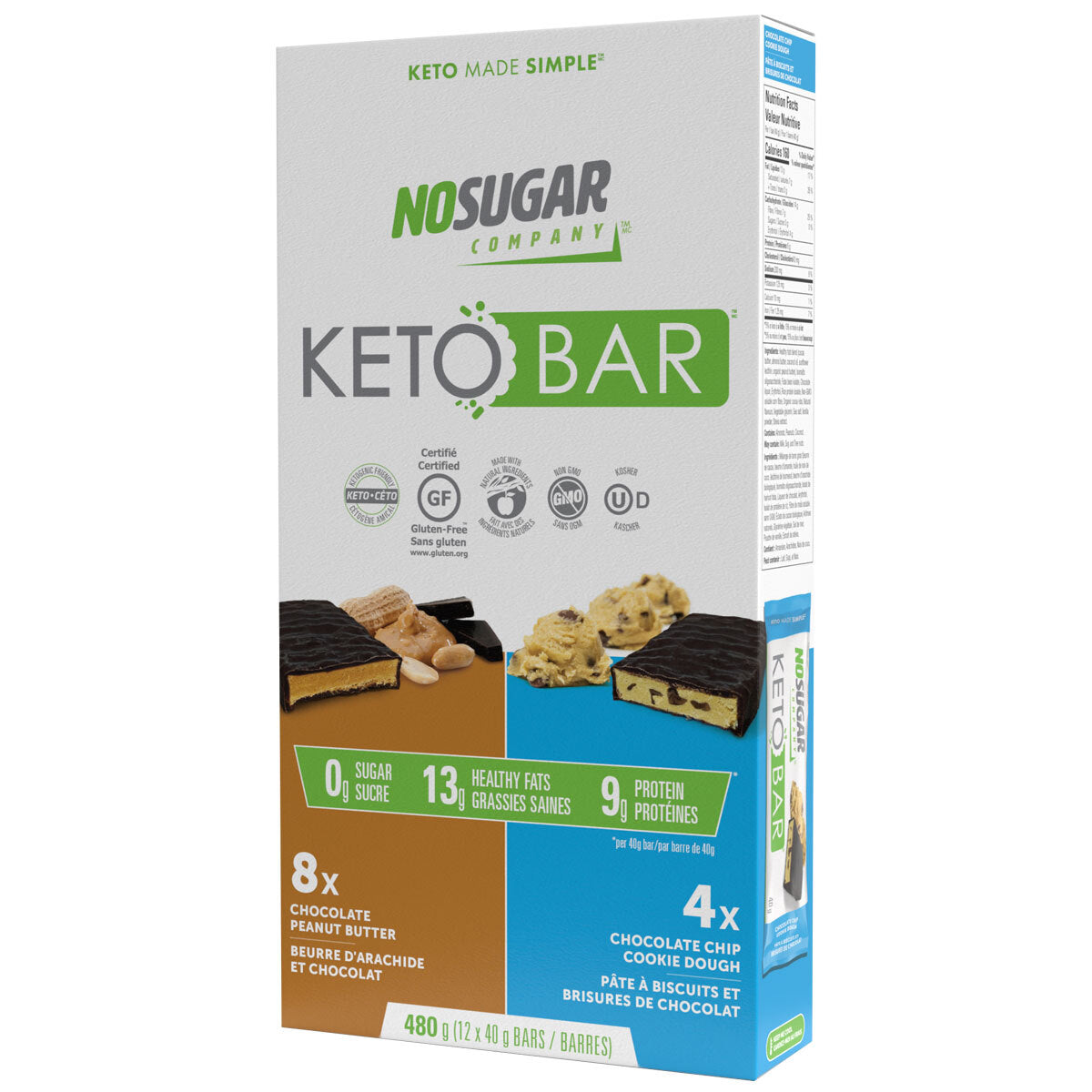 No Sugar Company Keto Bars, 12 x 40g - McGrocer