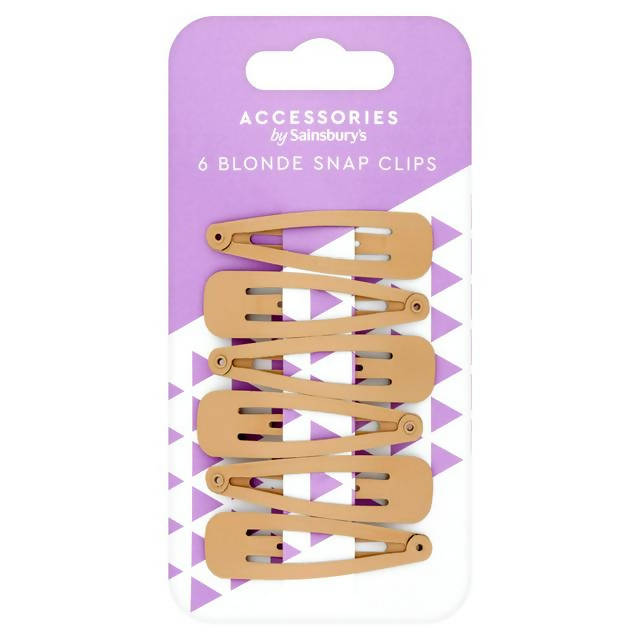 Sainsbury's Snap On Clips Blonde x6 Hair accessories Sainsburys   