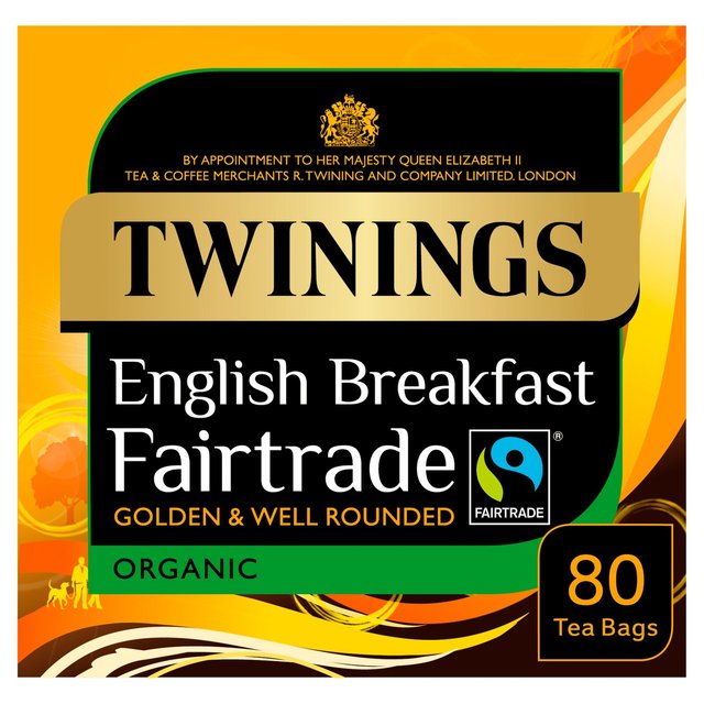 Twinings Fairtrade Organic English Breakfast Tea, 80 Tea Bags