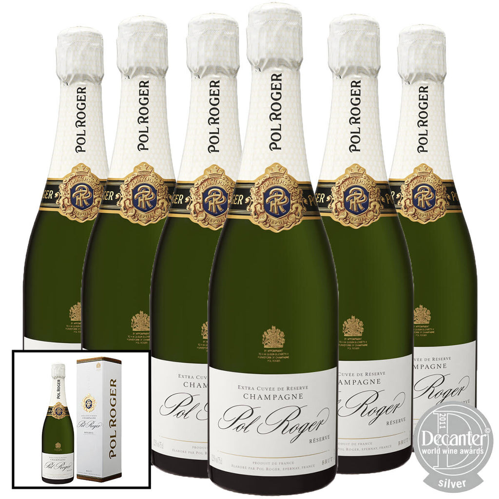 Pol Roger Brut Reserve NV Champagne, 6 x 75cl with Gift Box