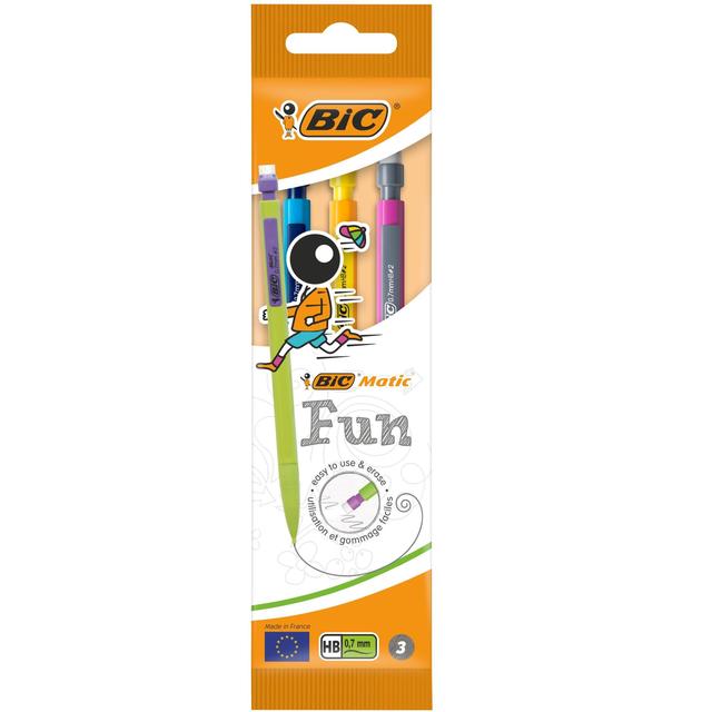 BIC Matic Fun Mechanical Pencils 0.7mm HB Pouch of 3