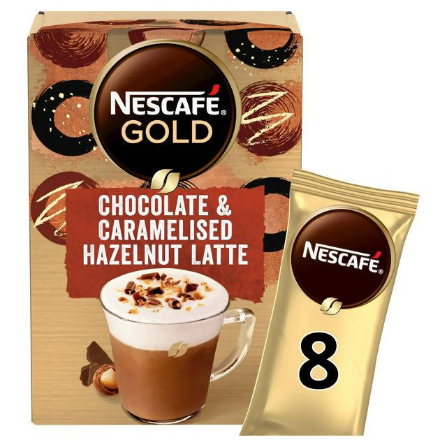 Nescafe Gold Chocolate & Hazelnut Latte Instant Coffee Sachets 8x18.5g