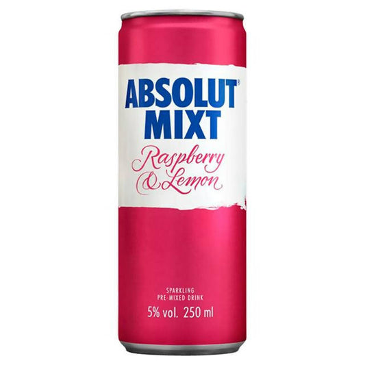 Absolut Mixt Raspberry & Lemon Mixed Vodka Drink 250ml Absolut Beefeater Malfy & Malibu Sainsburys   