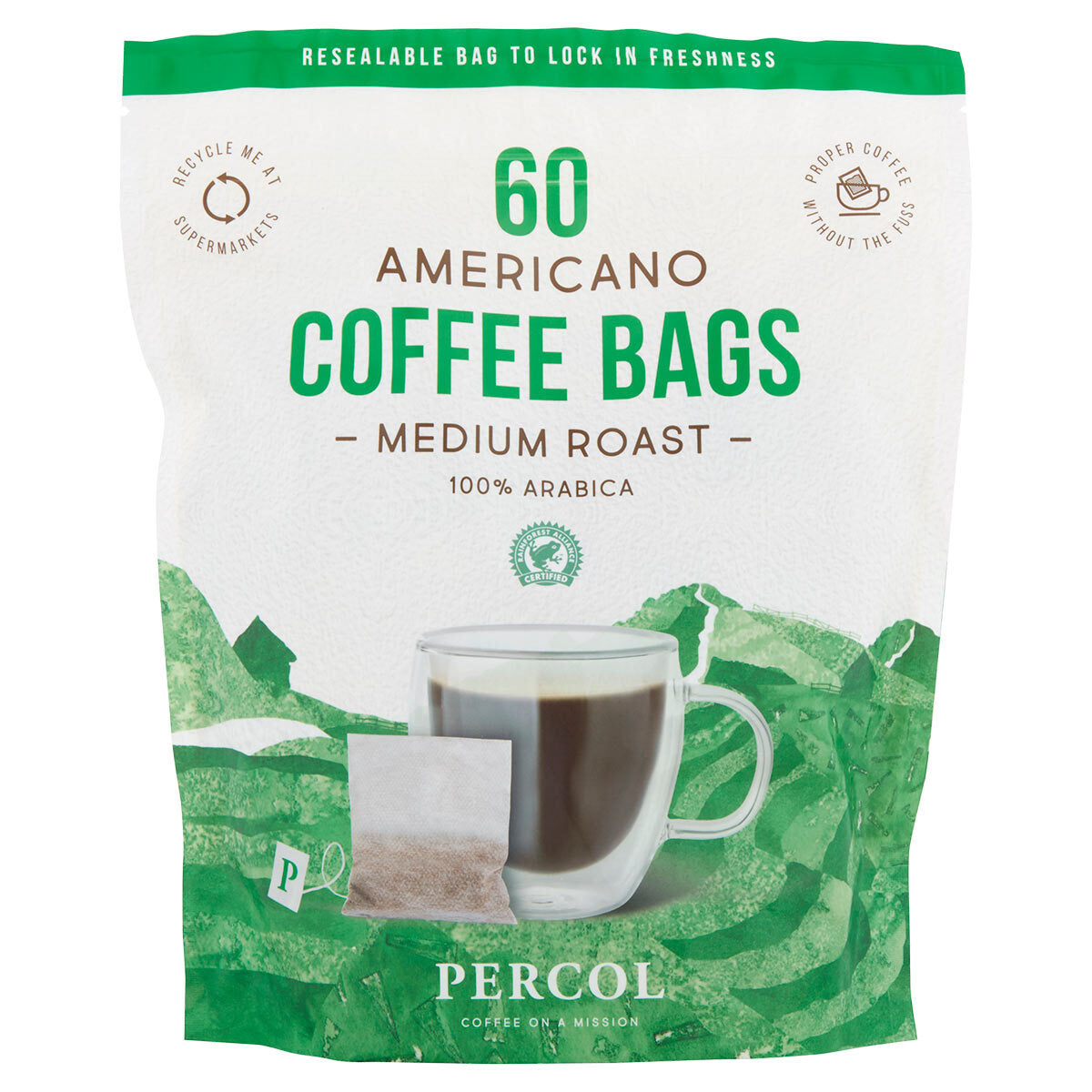 Percol Americano Medium Roast Coffee Bags, 60 x 8g Coffee Costco UK   