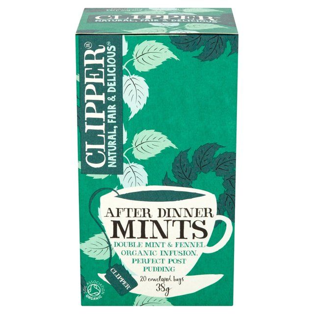 Clipper After Dinner Mints Organic Double Mint & Fennel Infusion Tea Bags Food Cupboard M&S   