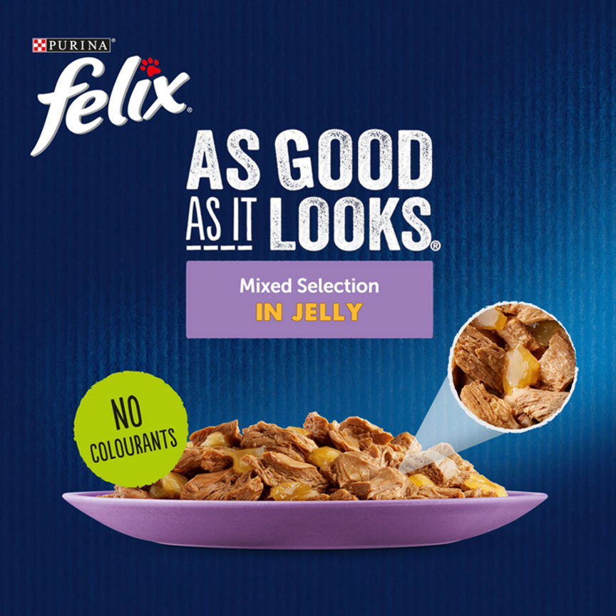 Felix AS GOOD AS IT LOOKS Senior Mixed Selection in Jelly Wet Cat Food 12 x Cat Food & Accessories ASDA   