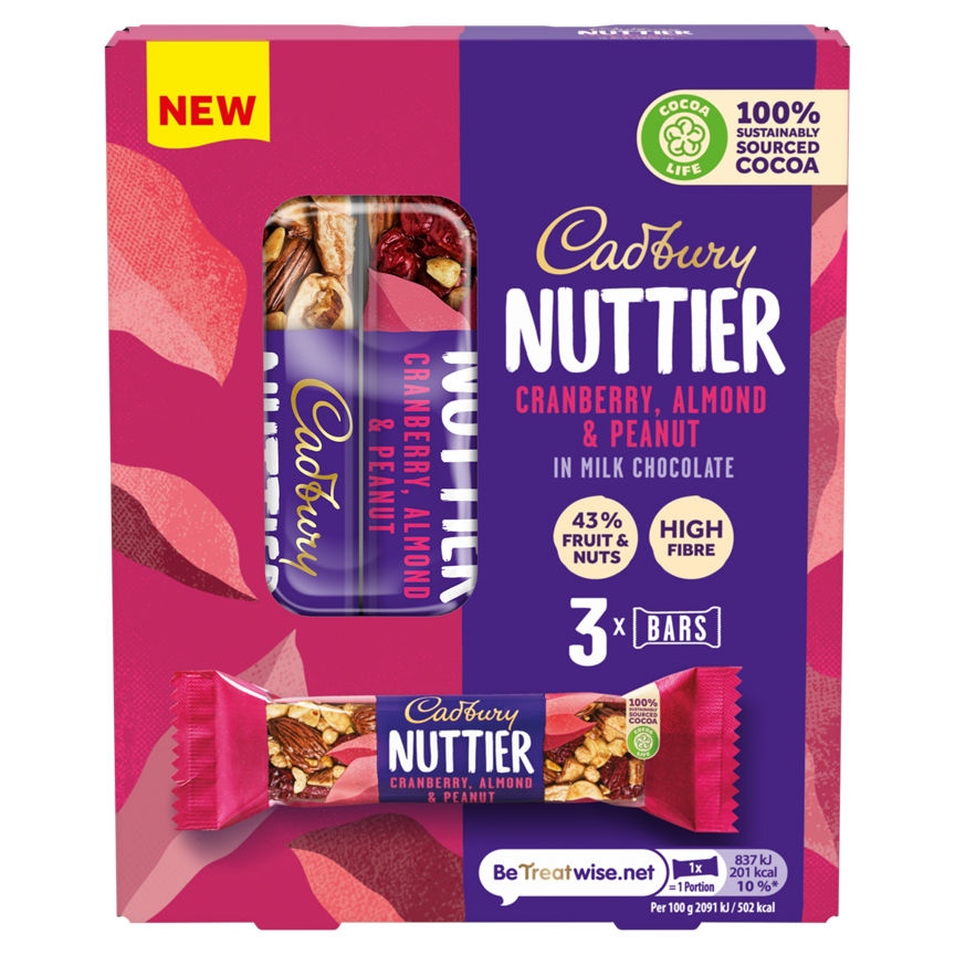 Cadbury Nuttier Cranberry, Almond & Peanut Chocolate Bar