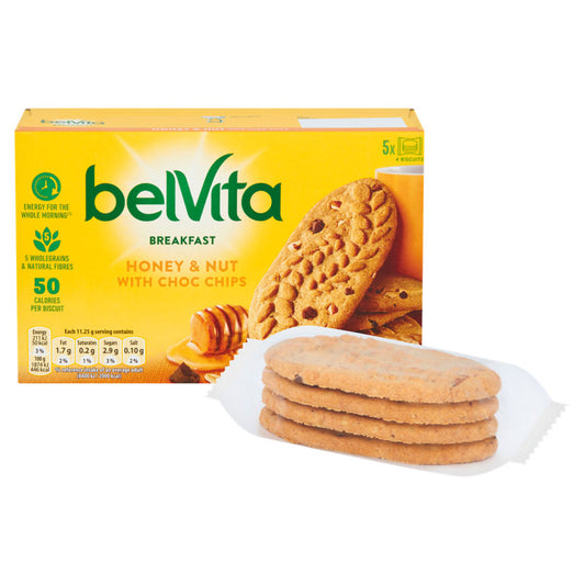 Belvita Breakfast Biscuits Honey & Nuts with Choc Chips 5 Pack Cereals ASDA   