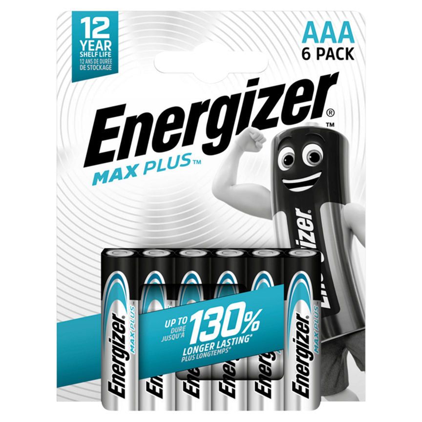 Energizer Max Plus AAA Batteries Alkaline 6 Pack