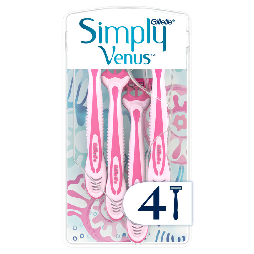 Venus 3 Blade Disposable Razors 4 Pack Women's Toiletries ASDA   