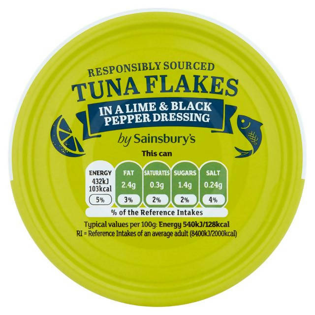 Sainsbury's Tuna Flakes in a Lime & Black Pepper Dressing 80g Fish Sainsburys   