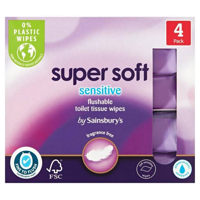 Sainsbury’s Super Soft Flushable Moist Toilet Tissue, Sensitive 4x40 wipes