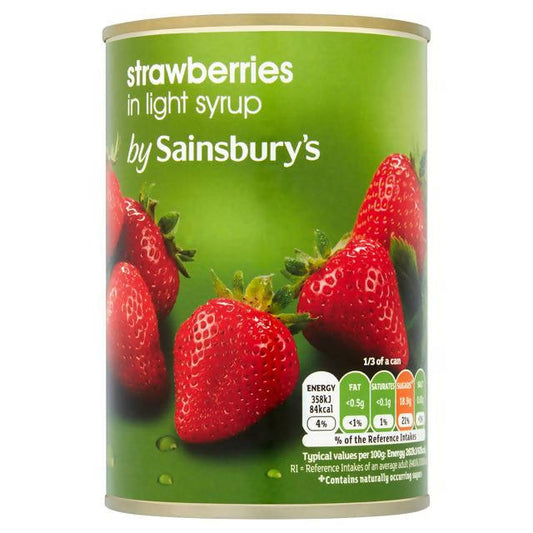 Sainsbury's Strawberries in Light Syrup 410g Food cupboard essentials Sainsburys   