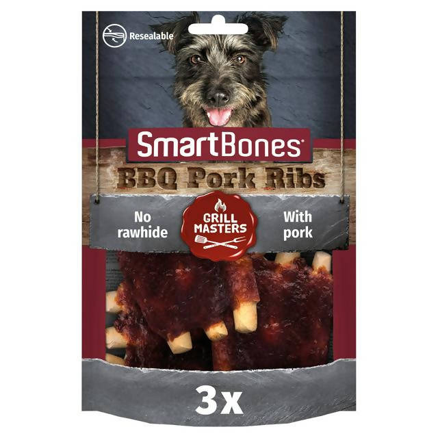 Smart Bones Grill Masters BBQ Pork Ribs Half Racks x3 111g Dog chews Sainsburys   