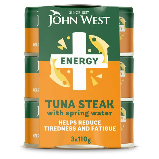 John West Energy No Drain Tuna Steak with Springwater 3x110g - McGrocer