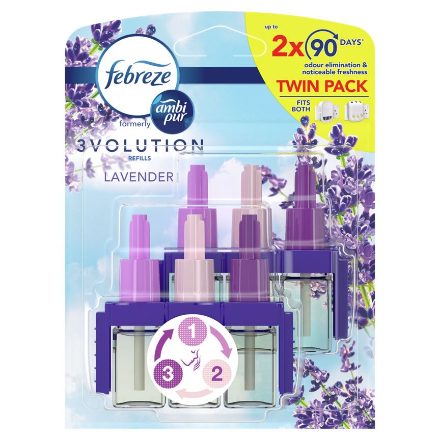 Febreze Ambi Pur 3Volution Air Freshener Plug In Lavender - 2 Refills