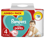 Pampers Baby-Dry Size 4 Nappy Pants Jumbo+ Pack Nappies & Wipes ASDA   