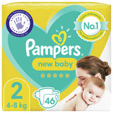 Pampers New Baby Size 2, 46 Nappies, 4kg-8kg, Essential Pack Nappies & Wipes ASDA   