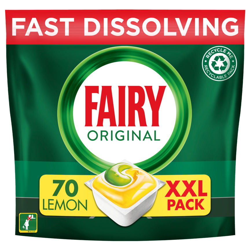 Fairy Original All In One Dishwasher Tablets Lemon, 70 Capsules - McGrocer
