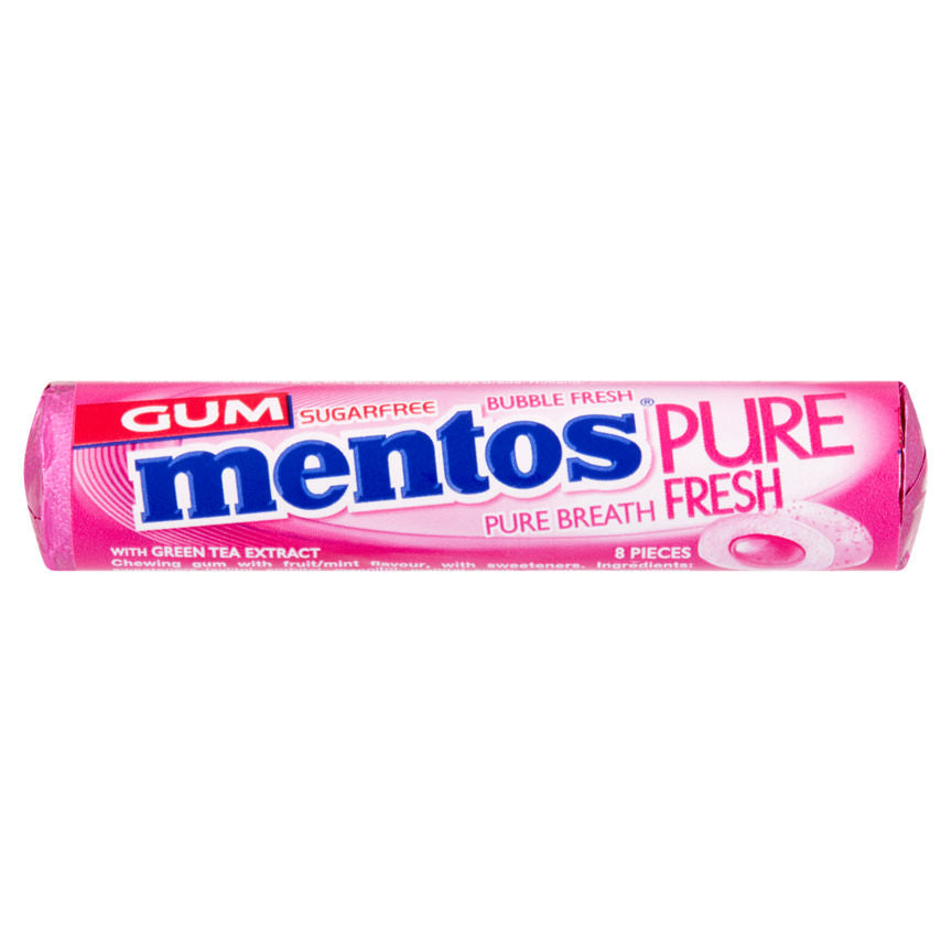 Mentos Gum Pure Fresh Bubble Fresh Sugar Free Chewing Gum Roll 8 pieces Snacks & Confectionery ASDA   