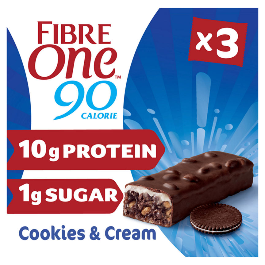 Fibre One 90 Calorie Cookies & Cream Flavour Bars Cereals ASDA   