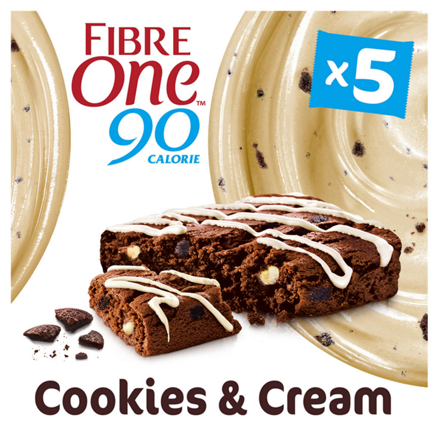 Fibre One 90 Calorie Cookies & Cream Drizzle Squares Biscuits, Crackers & Bread ASDA   