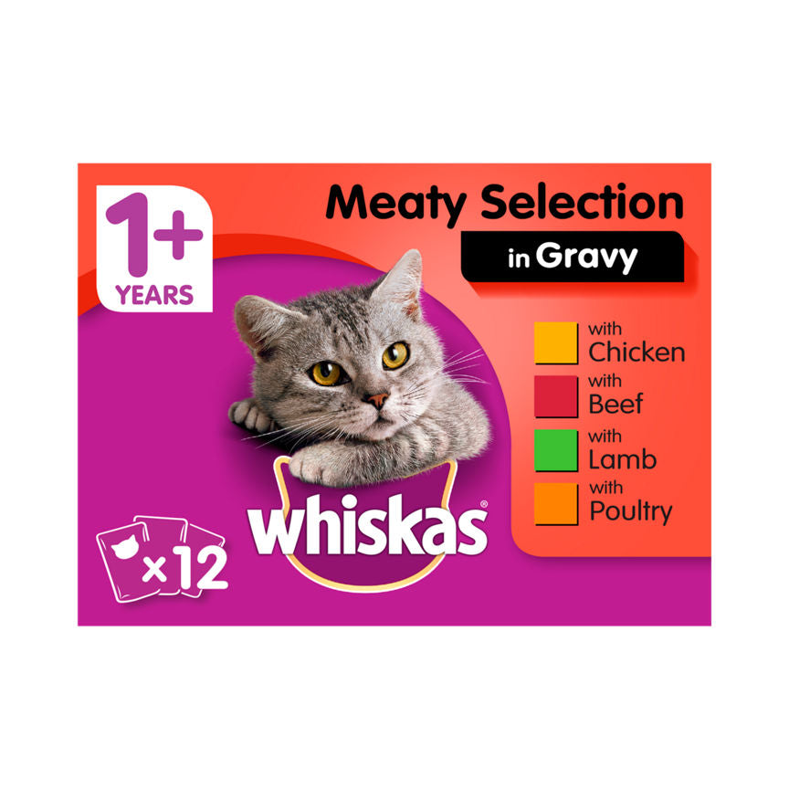 Whiskas Adult Wet Cat Food Pouches Meat in Gravy