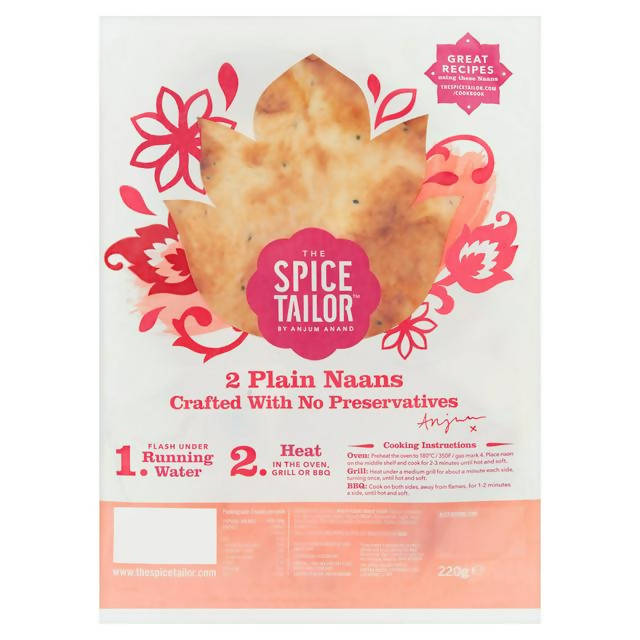 The Spice Tailor Plain Naans Hand-Streched & Flame-Baked x2 220g