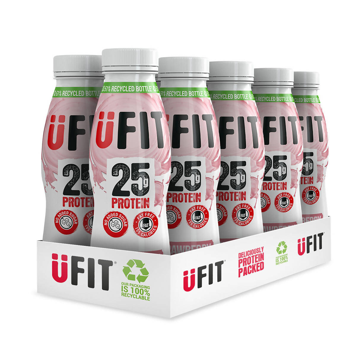 UFIT Strawberry Protein Shake, 10 x 330ml - McGrocer