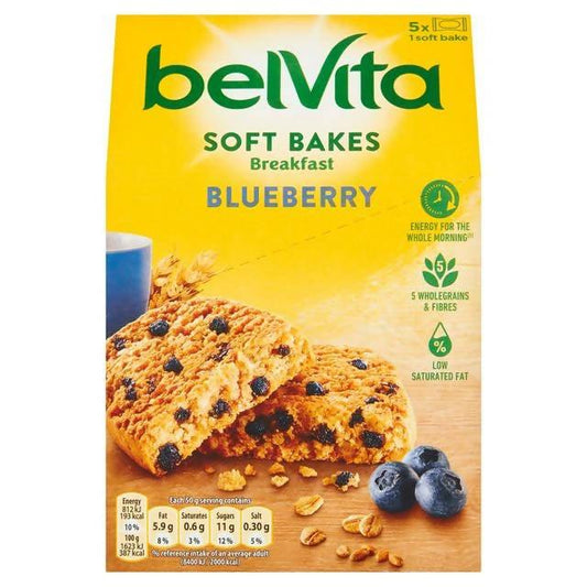 Belvita Breakfast Biscuits Soft Bakes Filled Blueberry Multipack 250g cereal bars Sainsburys   