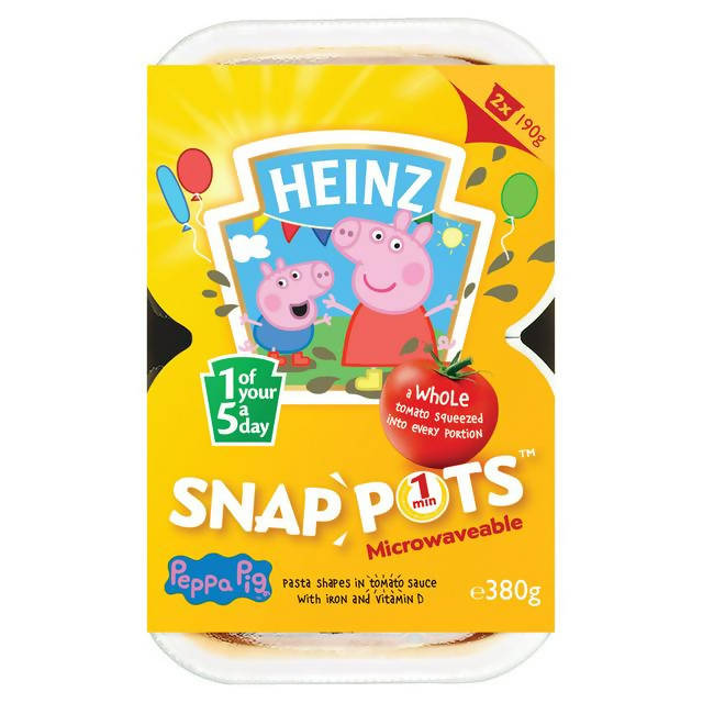 Heinz Snap Pots Pasta Shapes Peppa Pig 2x190g Baked beans & canned pasta Sainsburys   