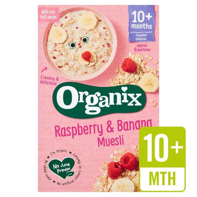 Organix Raspberry & Banana Organic Baby Muesli, 10 mths+