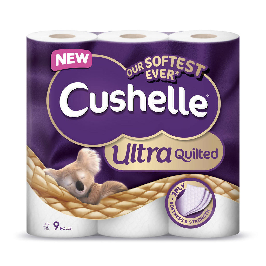 Cushelle Ultra Quilted 3-Ply Toilet Tissue, 45 Rolls