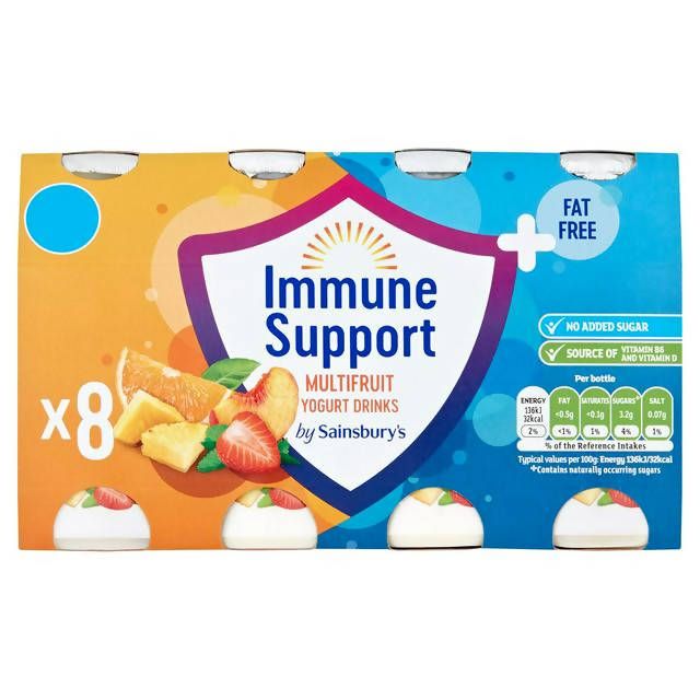 Sainsbury's Immune Support Multifruit Yogurt Drinks x8 100g