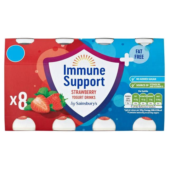 Sainsbury's Immune Support Strawberry Yogurt Drinks x8 100g