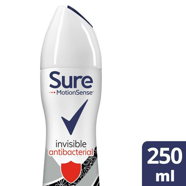 Sure Women Antibacterial Anti-Perspirant Aerosol Deodorant, Invisible 250ml