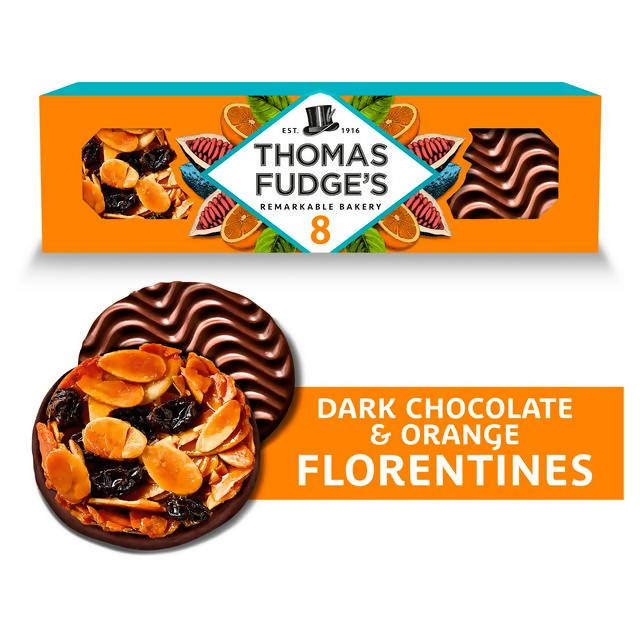 Thomas Fudge's 8 Dark Chocolate & Orange Florentines